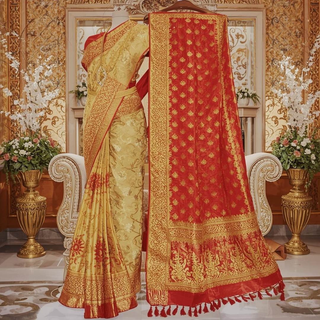 Styling a Golden Kanjivaram Saree for Grand Functions | House of Hind