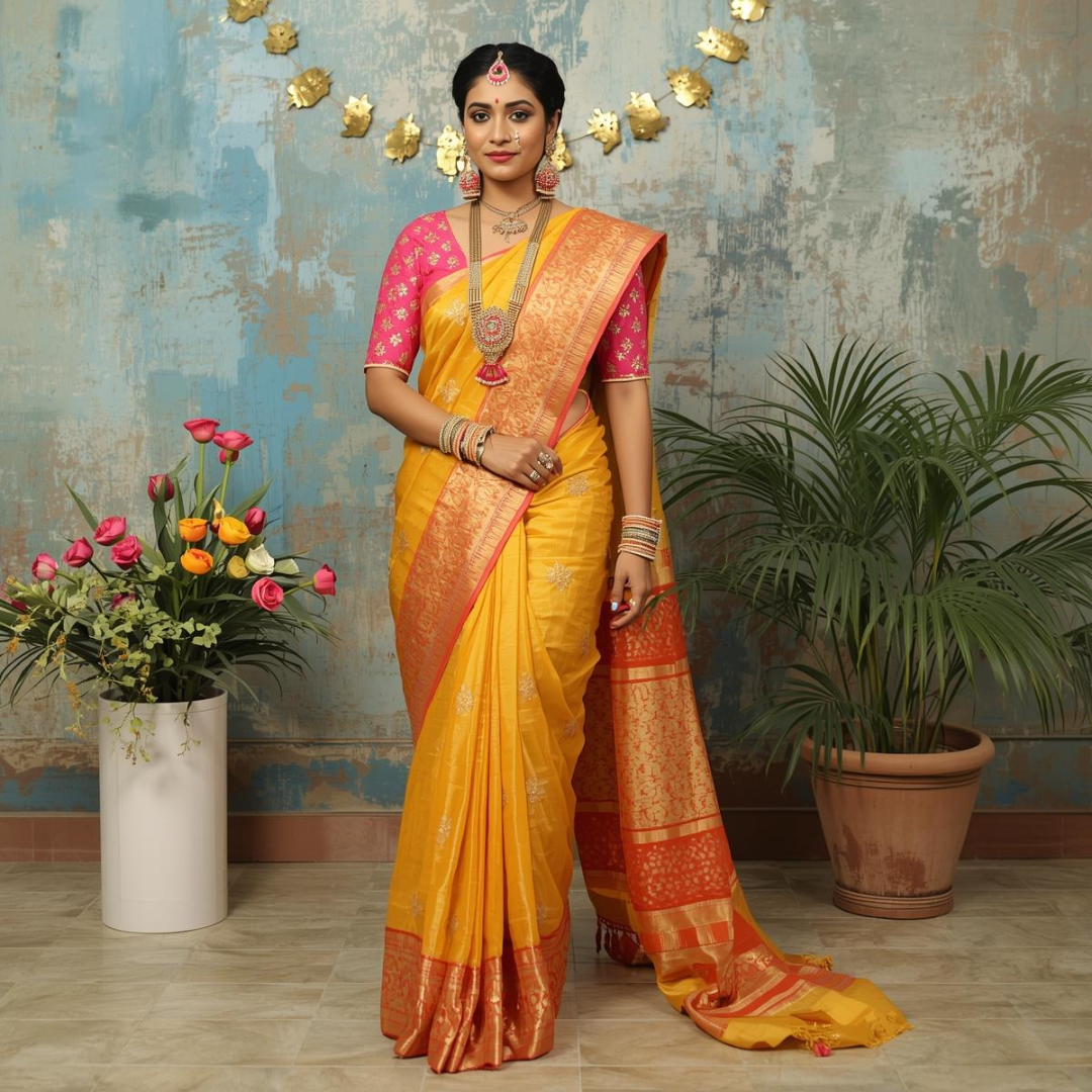 How to Identify Pure Golden Kanjivaram Saree | House of Hind