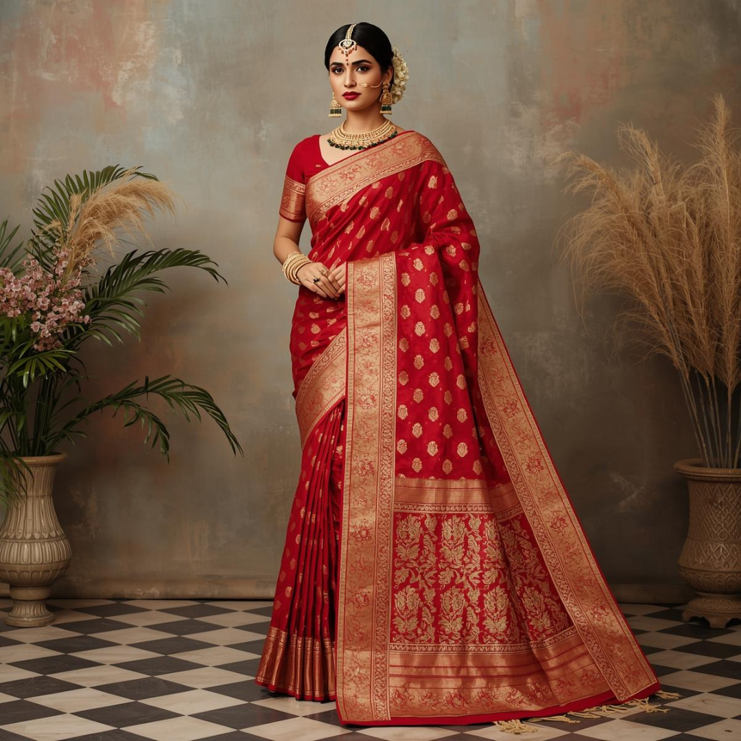House of Hind Wedding Special Red Kanjivaram Saree Edit