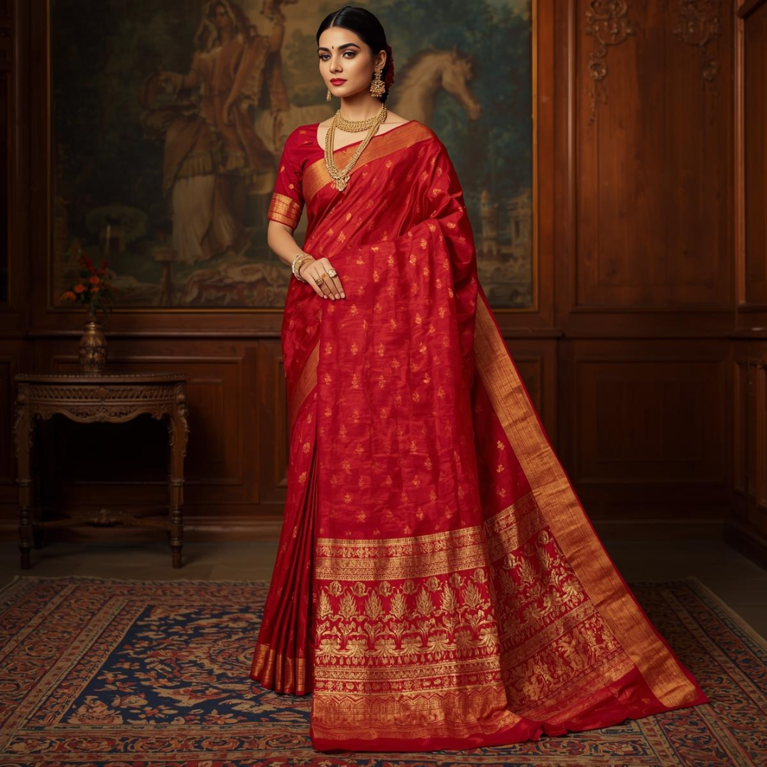 Buy Authentic Red Kanjivaram Saree Online House of Hind
