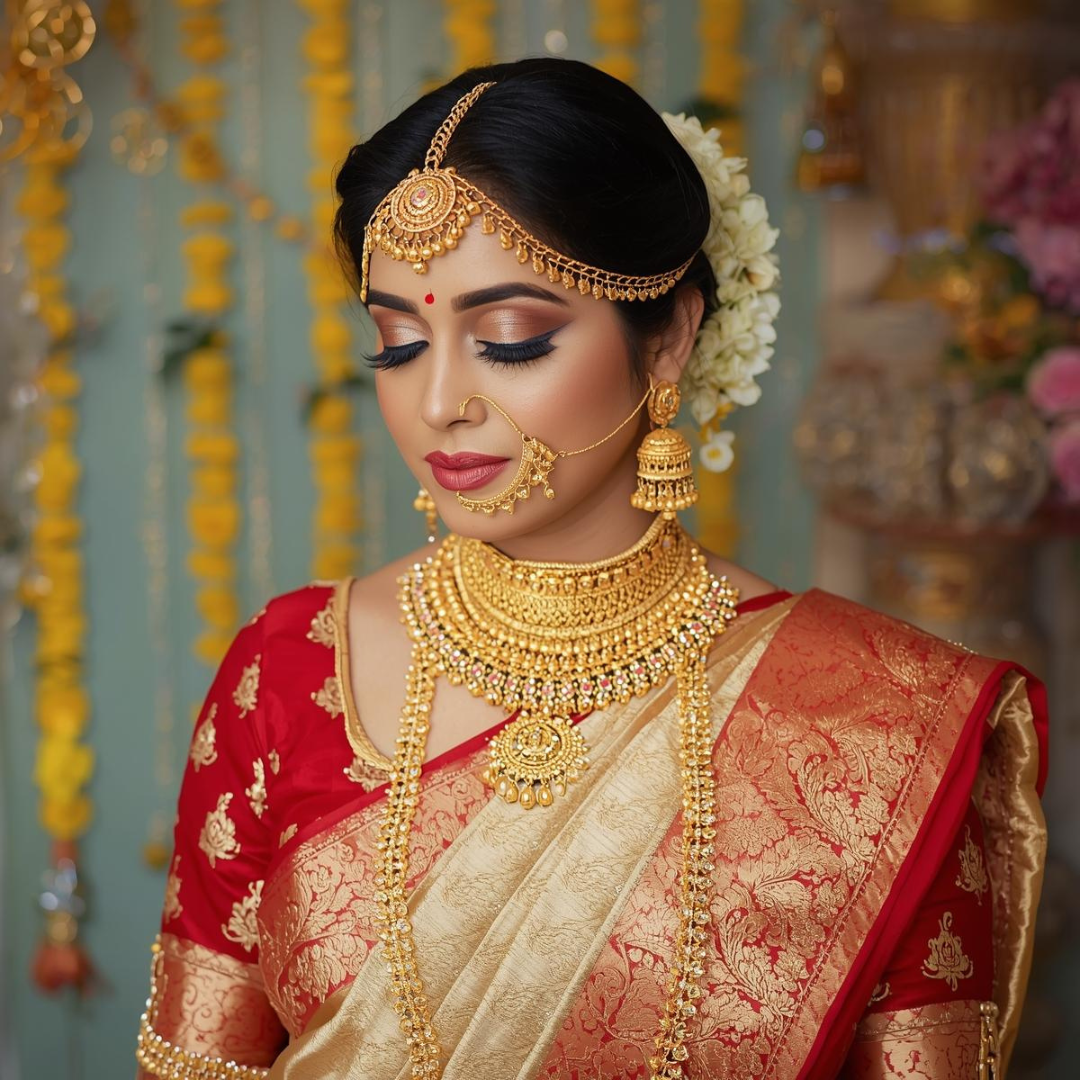 Bridal Styling Tips with Golden Kanjivaram Saree | House of Hind