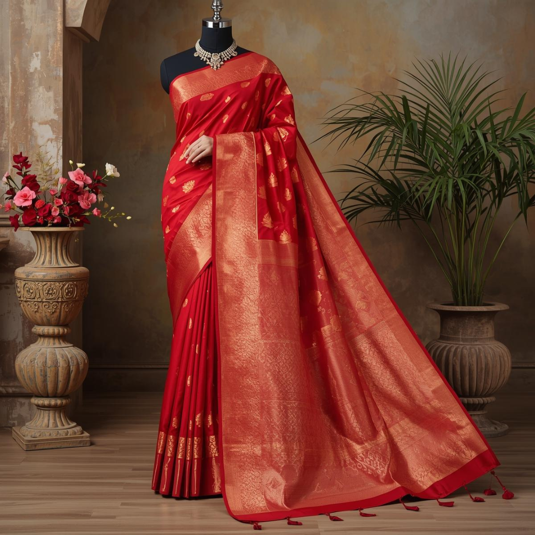 Elegant Red Silk Kanjivaram Saree Picks House of Hind