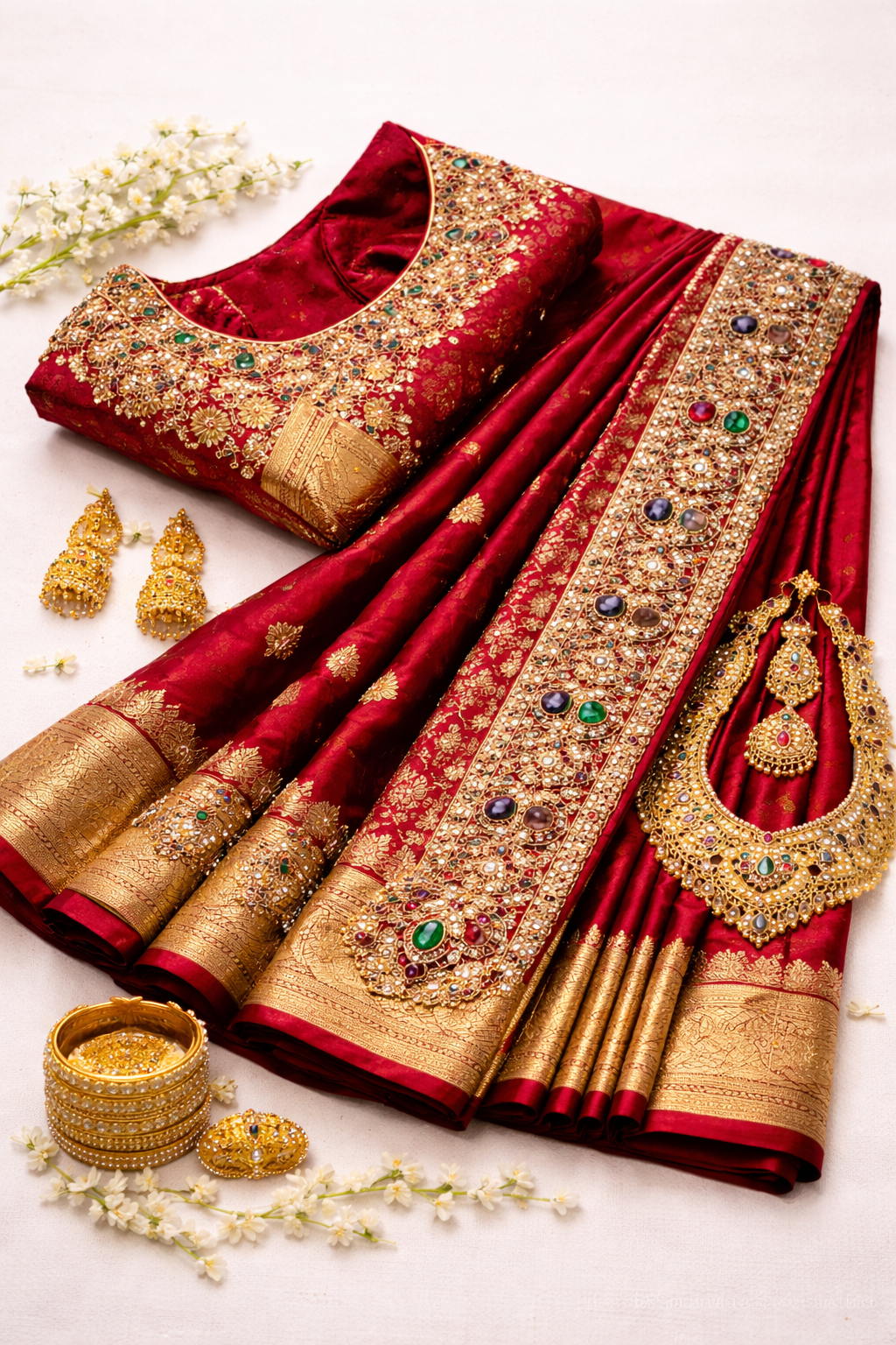 Stone Work Kanjivaram Saree: Glamorous Wedding Saree Trends