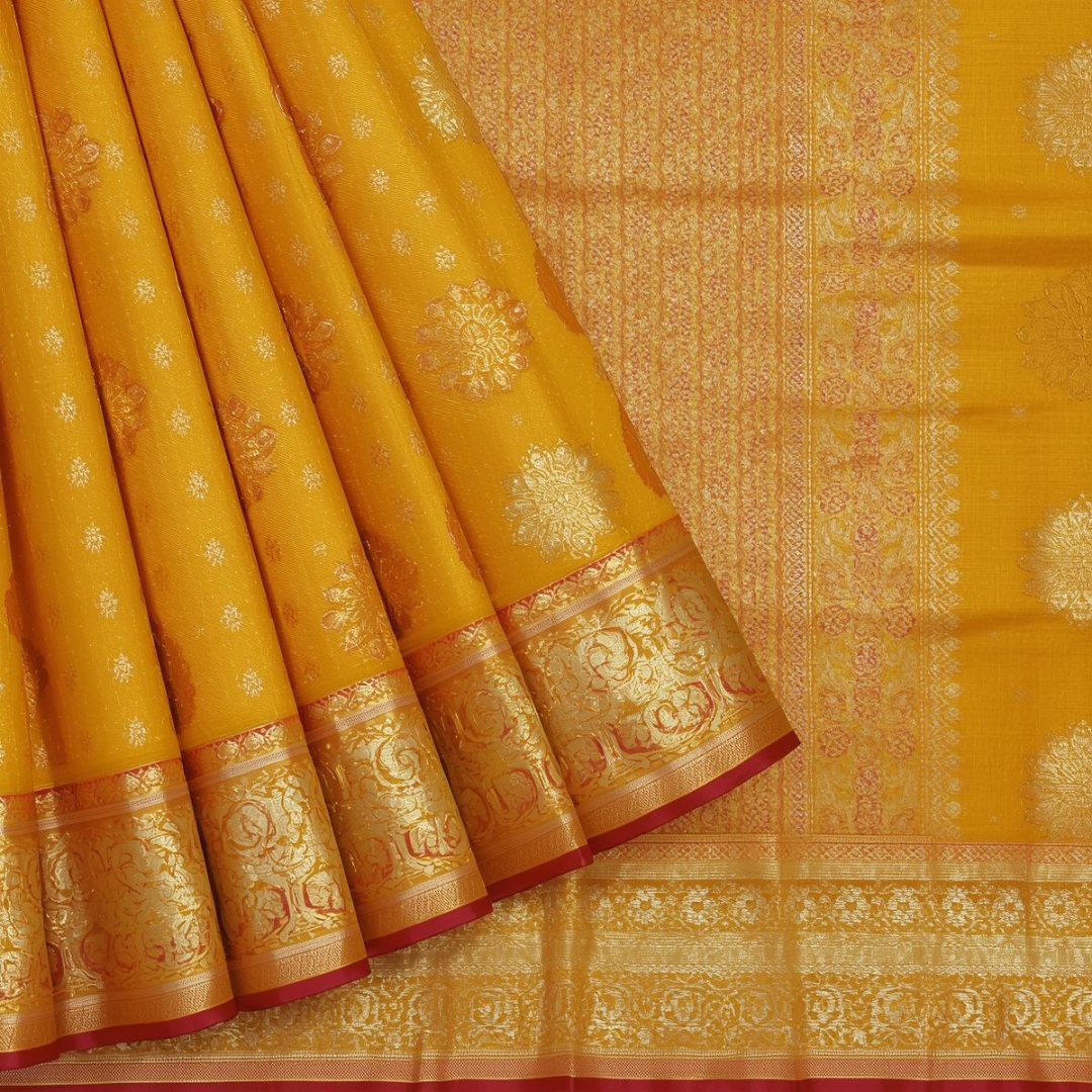 Pure Zari Work in Golden Kanjivaram Saree Explained | House of Hind