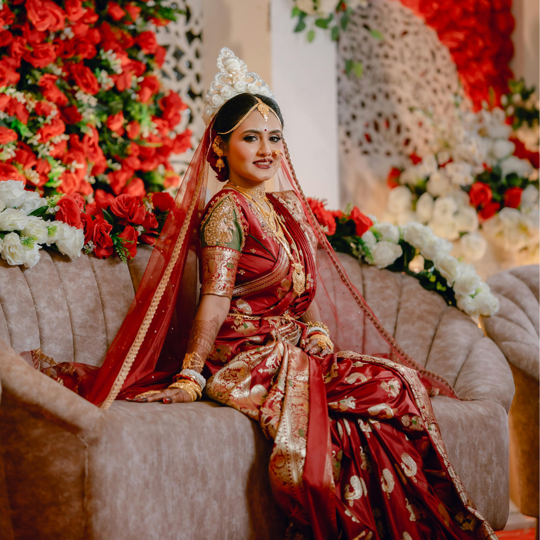 House of Hind Pure Silk Red Kanjivaram Saree for Brides