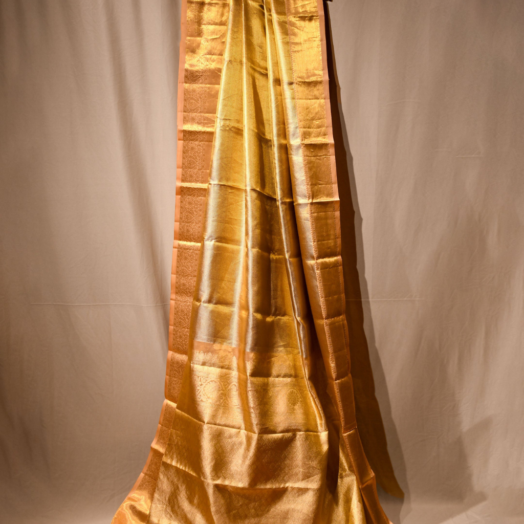 Golden Kanjivaram Saree: Where Pure Silk Meets Royal Indian Craftsmanship