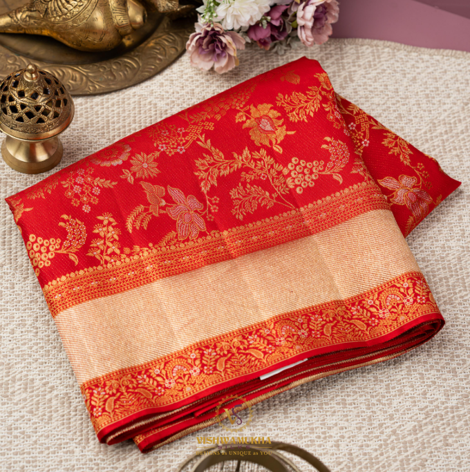 House of Hind Bridal Red Silk Saree Online Collection
