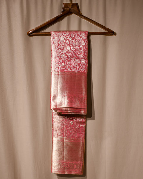 Light Pink Tissue Pure Silk Brocade Kanjivaram saree