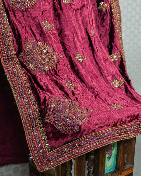 Rose Pink Velvet Dupatta