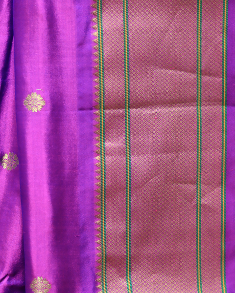 Royal Violet Splendor with Elegant Silver Zari Paithani Saree