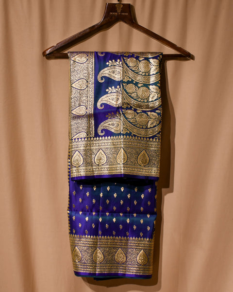 Teal Banarasi Pure Silk saree