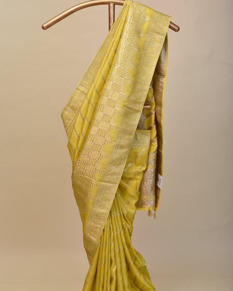 Bright Yellow Dola Silk Saree