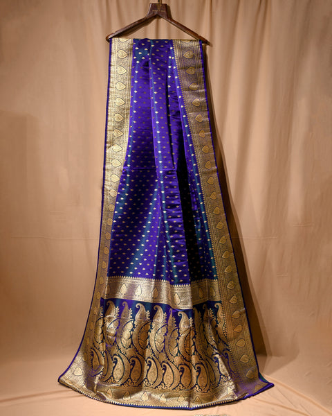 Teal Banarasi Pure Silk saree