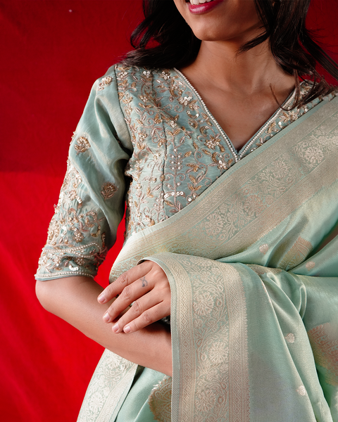 Green Tissue Banarasi Saree – A Timeless Elegance