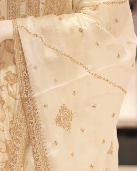 Beige Color Raw Silk Anarkali Suit