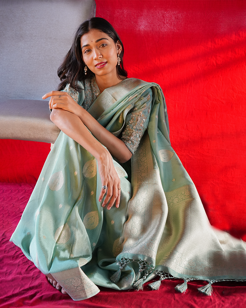 Green Tissue Banarasi Saree – A Timeless Elegance