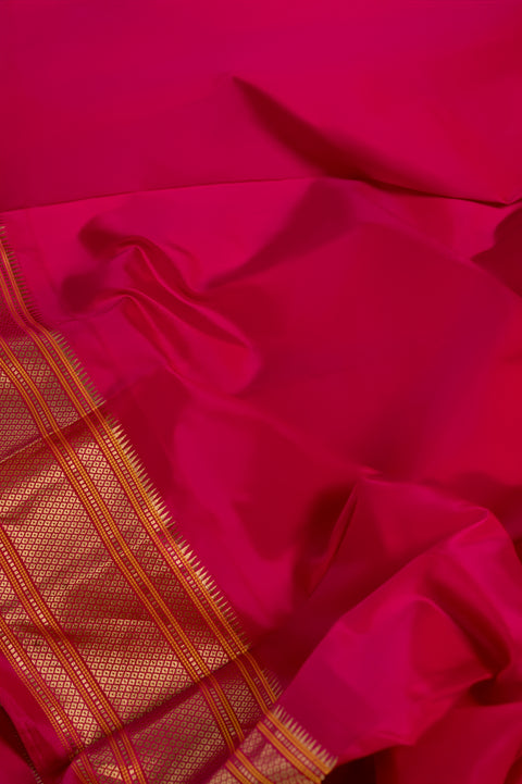 Rani Pink Pure Silk Paithani Saree with Golden Chatai Border