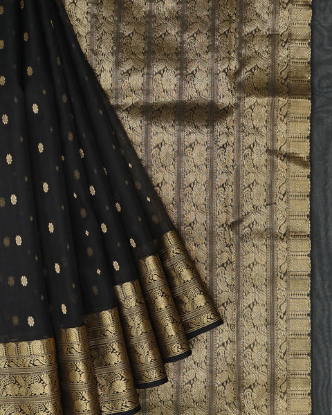 black chanderi saree