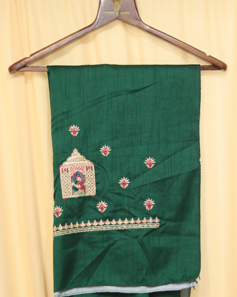 Rani Color Designer Bandhani Saree with Green Blouse