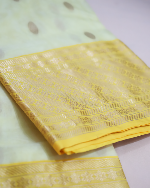 Radiant Yellow Chanderi Silk Saree – A Blend of Tradition & Elegance