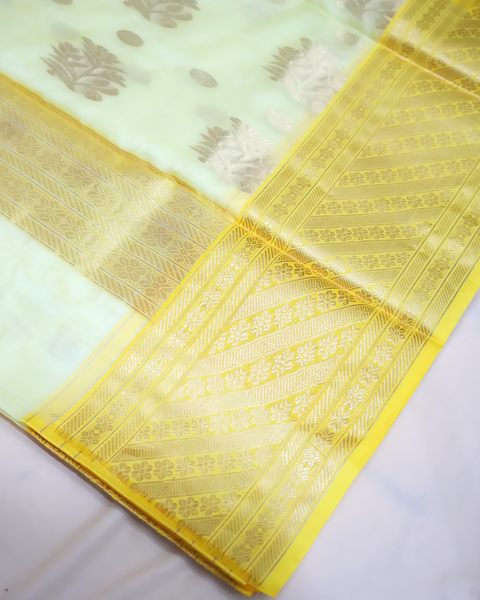 Radiant Yellow Chanderi Silk Saree – A Blend of Tradition & Elegance