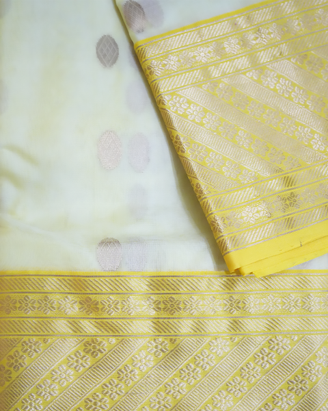 Radiant Yellow Chanderi Silk Saree – A Blend of Tradition & Elegance