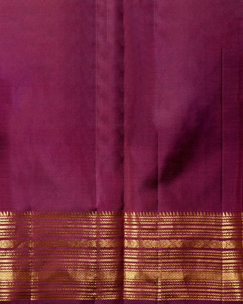 Wine Kanjivaram Butti Pure Silk Saree with golden border