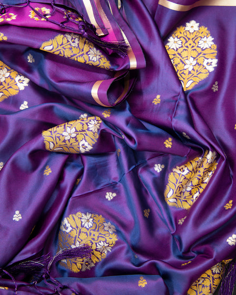 Purple Satin Saree