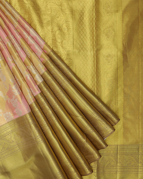 Fawn Yellow Brocade Tissue Saree