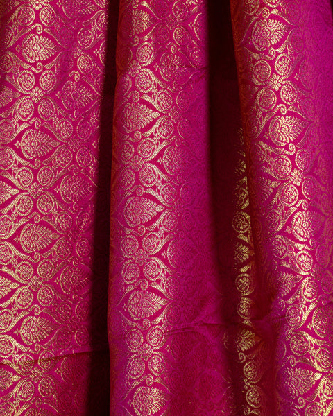 Pink Tissue Kanjeevaram Saree with Intricate Zari Work and Golden Zari Border