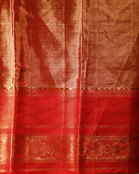 Dark Pink Tissue Brocade Pure Silk Kanjivaram Saree