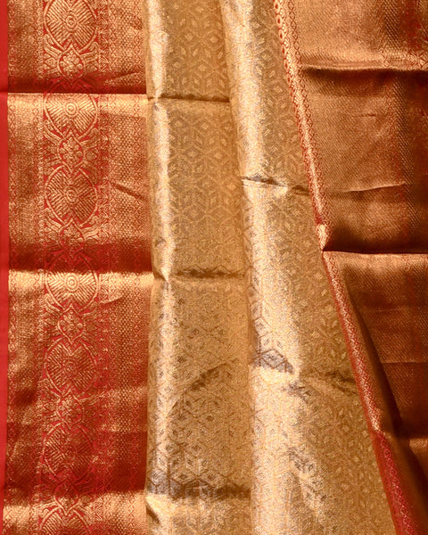 Dark Pink Tissue Brocade Pure Silk Kanjivaram Saree