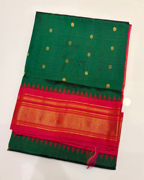 Bottle Green Pure Silk Paithani