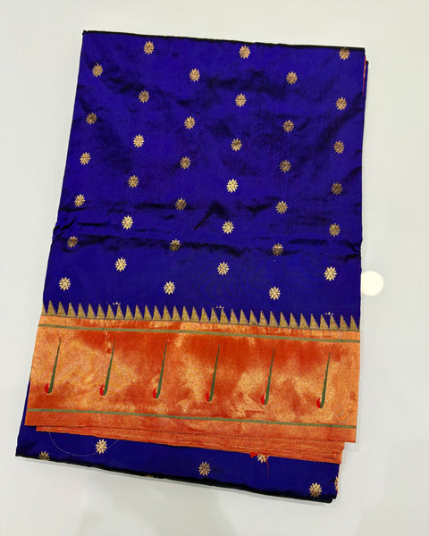 Royal Blue Single Muniya Pure Silk Paithani