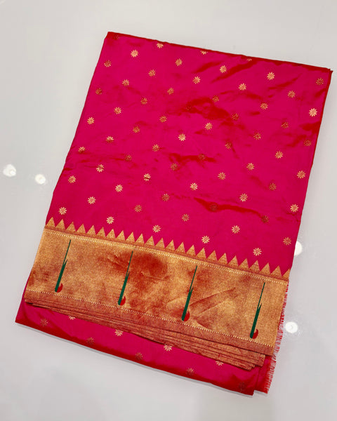 Rani Pink Single Muniya pure silk paithani
