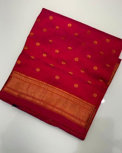 Rani Pink Pure silk traditional maharani paithani