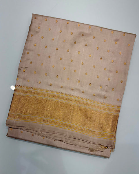 Sepia White Pure silk traditional maharani paithani