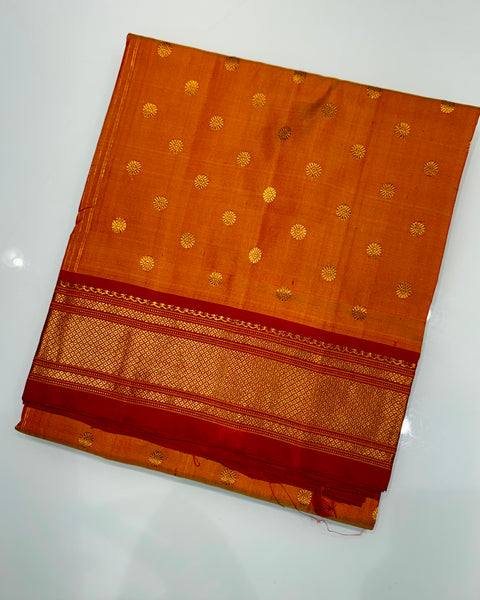 Orange Pure silk traditional maharani paithani