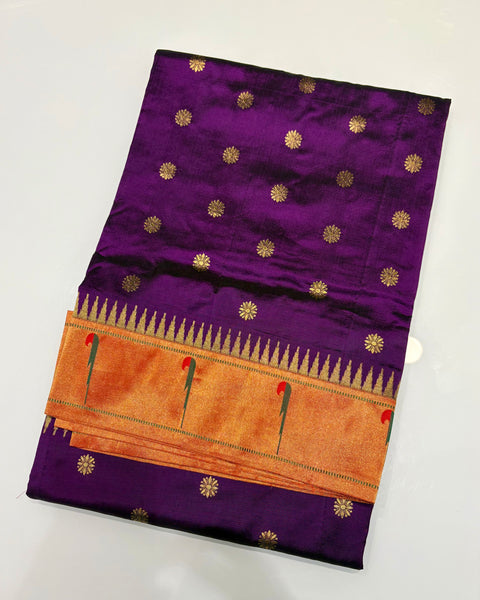 Purple Single Muniya Pure Silk Paithani
