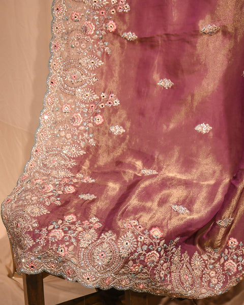 Light Pink Dola Silk Saree