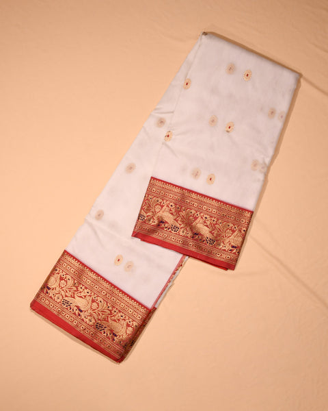 Cream hue Chanderi Silk Saree