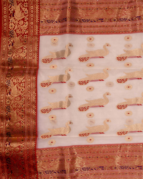 Cream hue Chanderi Silk Saree