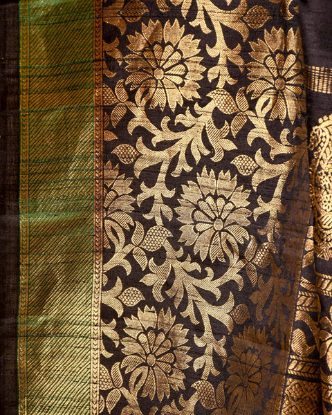 Black Butti Pure Silk Gadwal Saree