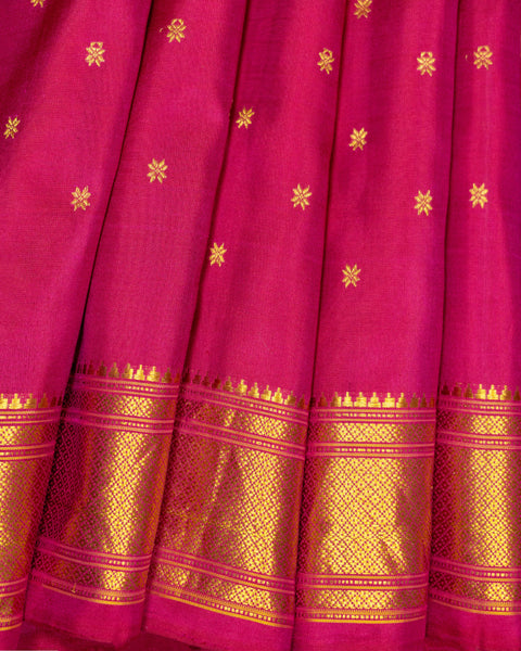 Rani Pink Paithani Saree with Traditional Border and Pallu