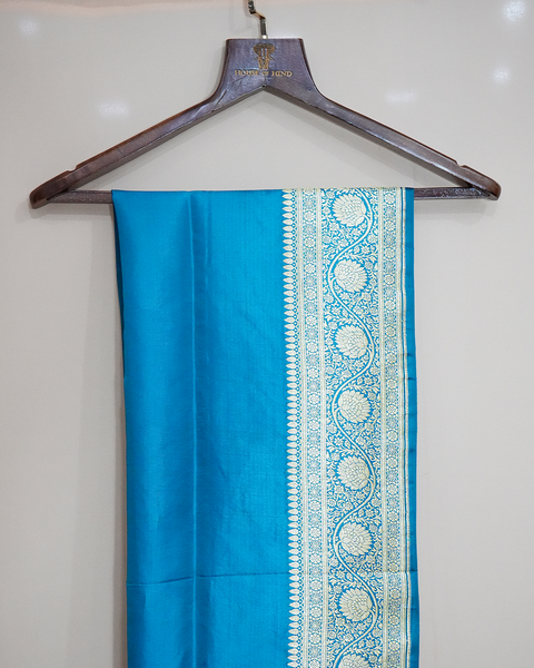 Sky Blue Banarasi Silk Saree with Banarasi Jaal Work