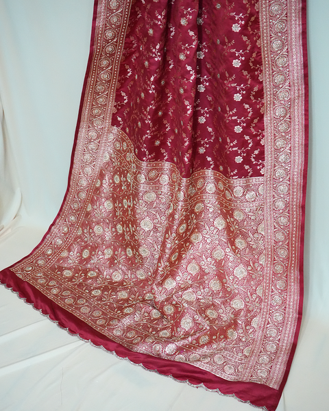 RegaLMaroon Banarasi Silk Saree – A Timeless Masterpiece