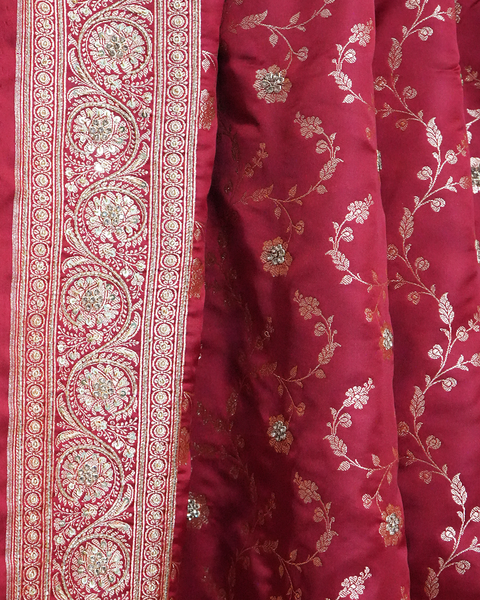 RegaLMaroon Banarasi Silk Saree – A Timeless Masterpiece