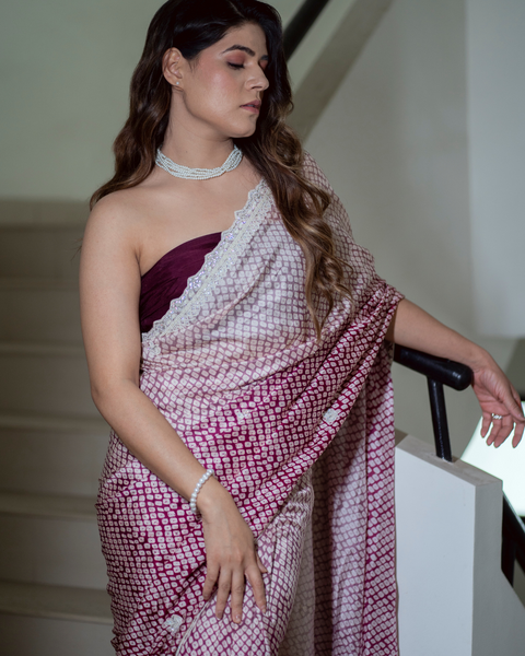 Ombre Maroon Saree from the Coral Reverie Collection