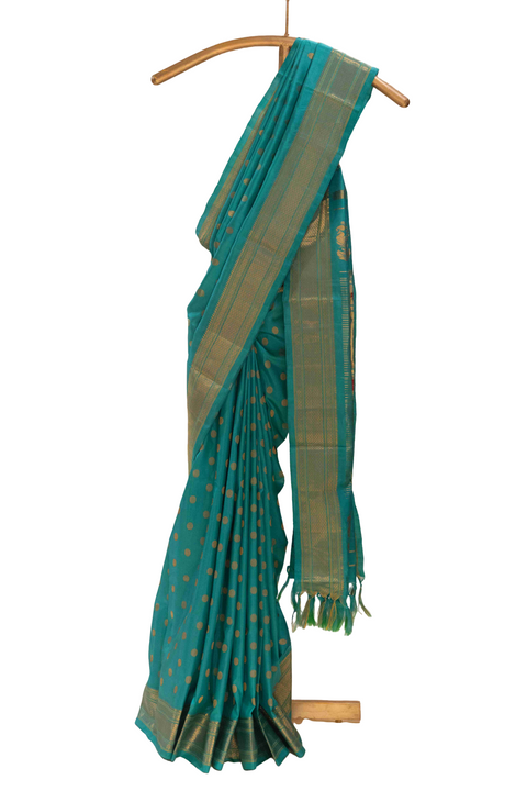 Turquoise Blue Pure Silk Paithani Saree with Chatai Border