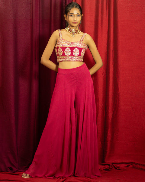 Rani Pink Three-Piece Indo-Western Outfit